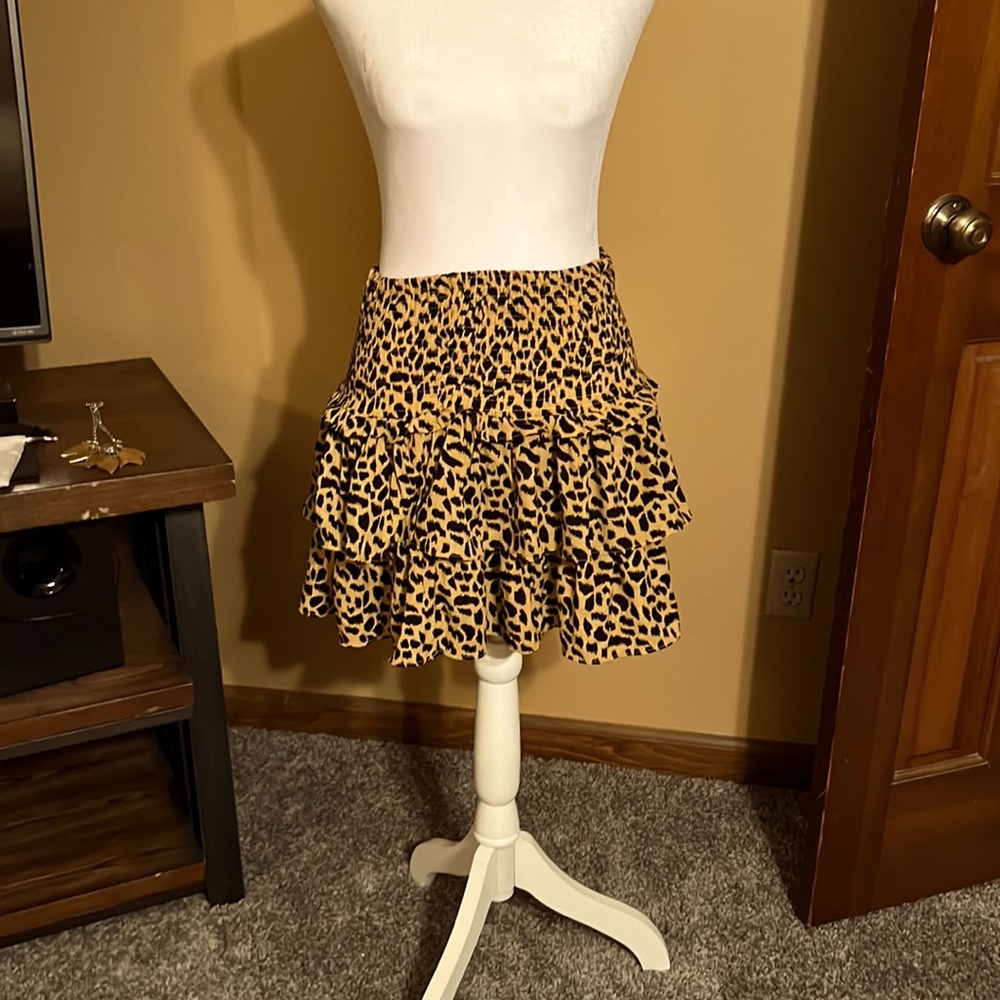 Leopard print elastic miniskirt
